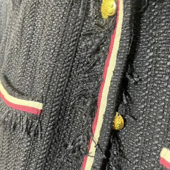 Veronica Beard Eclipse Fringe Trim Jacket Black Tweed Blazer Women’s Size 4 - Picture 14 of 15